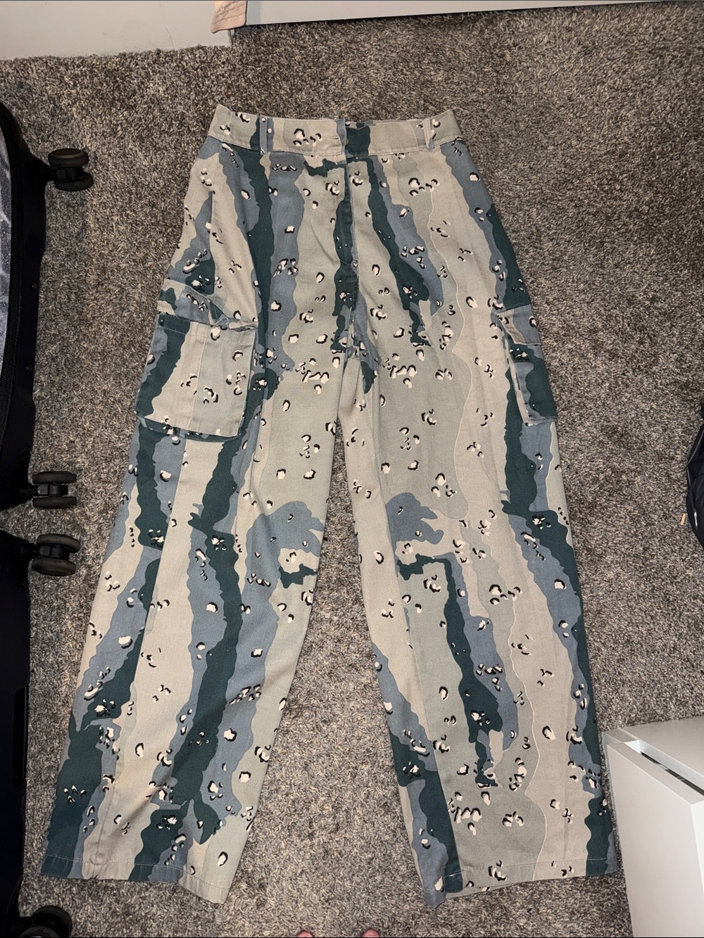 High-Waisted Multi-Colored Camouflage Cargo Pants